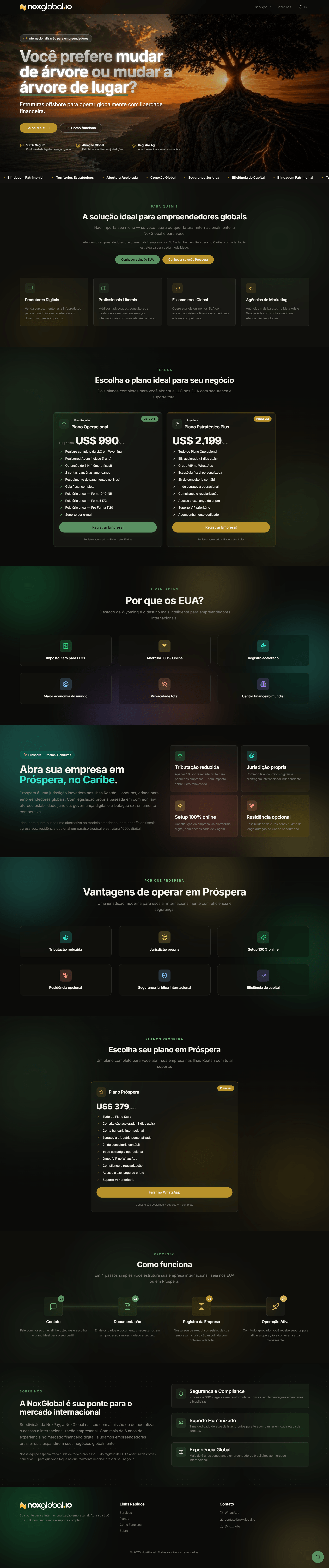 Página completa do site Noxglobal